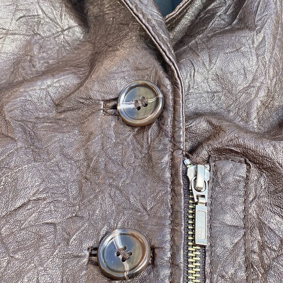 Danier Brown Distressed Leather Jacket | Size Small - Picture 14 of 16